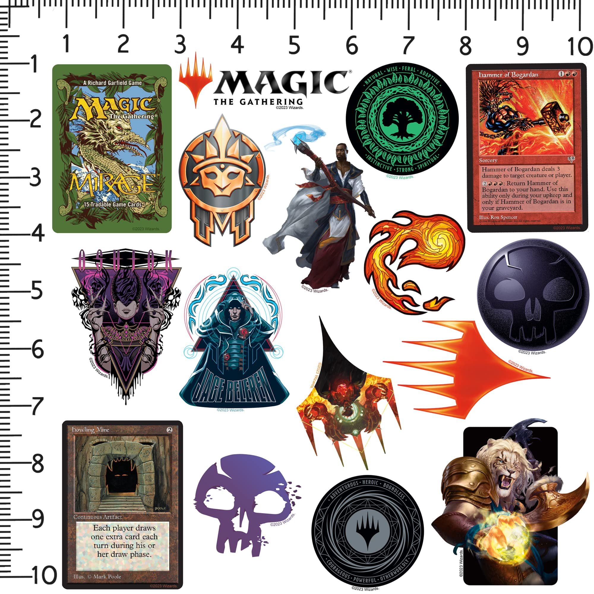 Magic: The Gathering 200ct Vinyl Large Deluxe Stickers Variety Pack  Laptop, Water Bottle, Scrapbooking, Tablet, Indoor/Outdoor  Set of 200