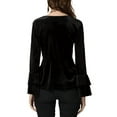 thumbnail image 3 of INSPIRE CHIC Women's Christmas V Neck Velvet Blouse Halloween Party Flare Long Sleeve Peplum Top XL Black, 3 of 7