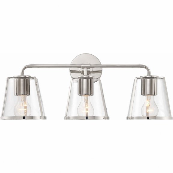 Crystorama Fulton 3 Light Polished Nickel Bathroom Vanity - 23.25"W x 9.25"H x 7.5"D
