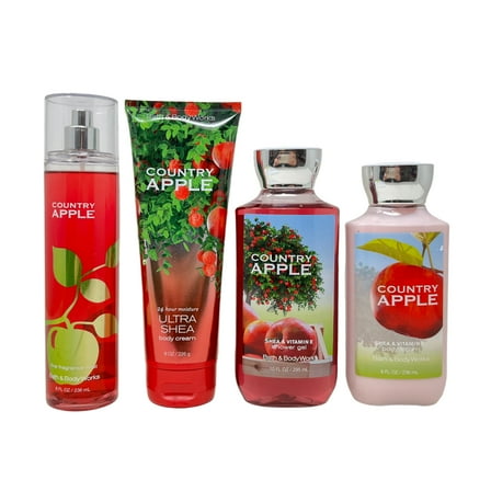 Bath and Body Works COUNTRY APPLE Deluxe Gift Set - Fine Fragrance Mist - Ultra Shea Body Cream - Shower Gel - Body Lotion - Full Size