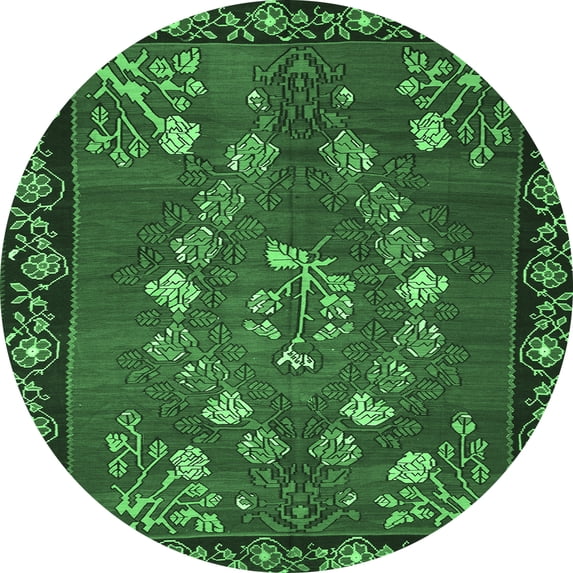 Ahgly Company Indoor Round Persian Emerald Green Traditional Area Rugs, 3' Round