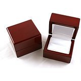 Luxurious Cherry Wood Leather Ring Gift Jewelry Box Display Case, Luxurious Cherry Wood Ring Jewelry Box By Novel Box