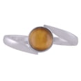 thumbnail image 2 of Natural Tiger Eye 6mm Cabochon Round Shape Gemstone in Beautiful Bypass Style Shank Handmade 925 Sterling Solid Silver Ring For Women, 2 of 2