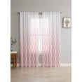 thumbnail image 4 of Sheer Curtains 96 Inches Long 2 Panels, Pink Gradient Lattice White Line Rod Pocket Curtain Voile Draperies, Romantic Simple Style Light Filtering Window Treatment for Living Room Kitchen Bedroom, 4 of 8