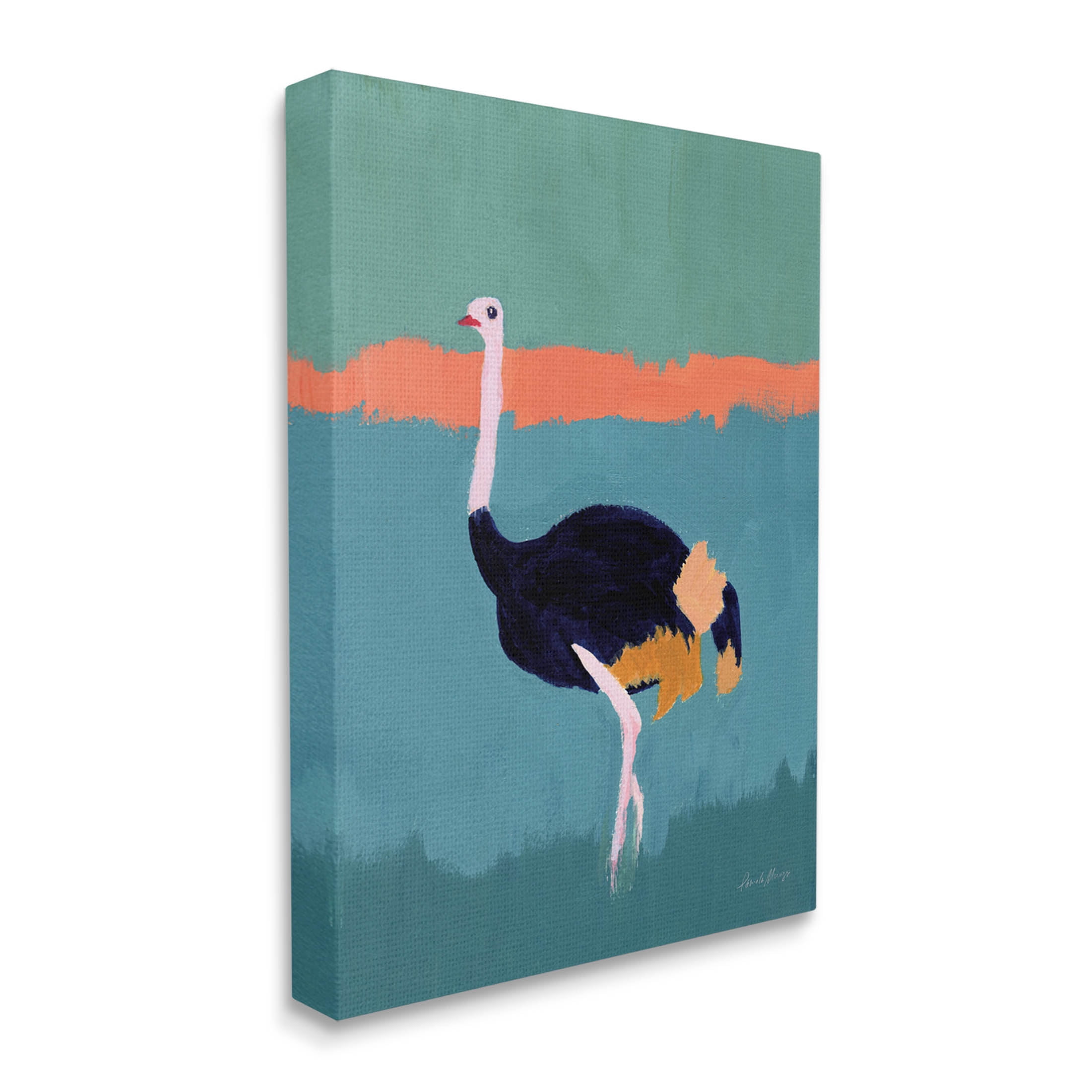 Stupell Industries Modern Ostrich Wildlife Painting Painting Gallery Wrapped Canvas Print Wall Art, Design by Pamela Munger