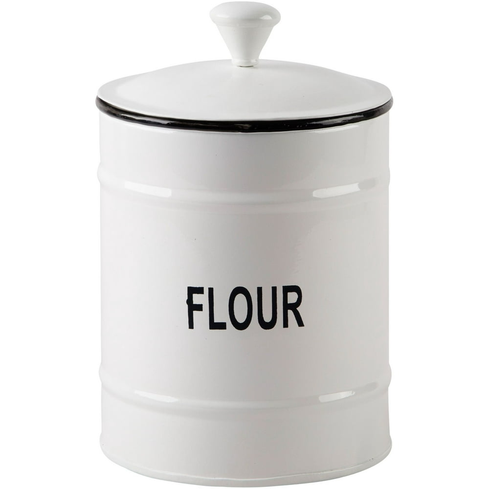 Home Essentials White & Black Enamel Flour Canister