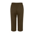 thumbnail image 4 of JJHGVB Cotton Linen Capri Pants Linen Capri Pants Lightweight cotton capris for women Knee Length Capri Pants Bermuda Long Shorts Lounge Slacks pantalones capri Capris for Women A418-Brown 3XL, 4 of 5