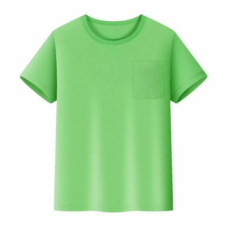 Krdevn Kids Breathable Mesh T-Shirt - Soft Short Sleeve Tee with Pocket Comfortable Casual Top for Boys & Girls Lightweight Summer Playwear Size:7-8 Years