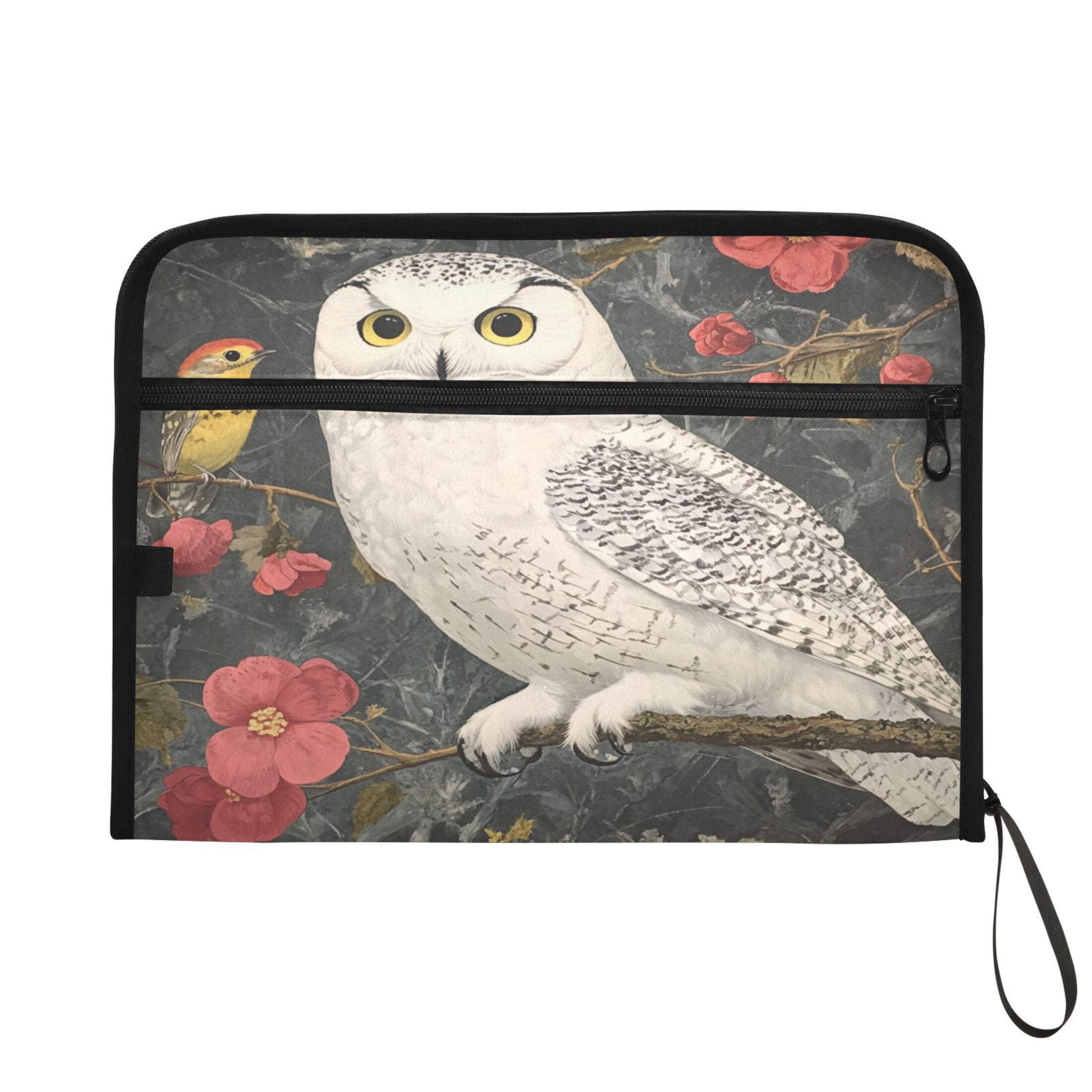 WOBOGO Snowy Owl Expanding File Folder Letter Size Accordion Filing Organizer 13 Pocket Separate Organ Pocket