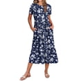 thumbnail image 1 of Vestido midi Zeagoo de manga corta con estampado floral blanco primaveral, 1 of 6