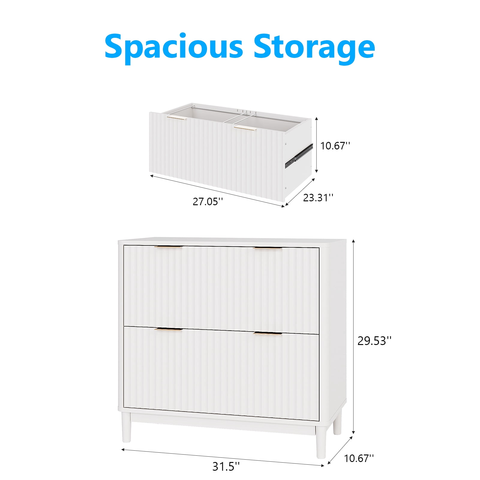 Ktaxon Wood 2-Drawer File Cabinet Office Filing Organizer for Home Office, Filing Cabinet Nightstand for Letter Legal A4 Size File Folder Storage, White