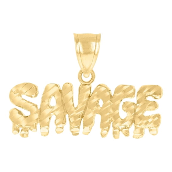 10k Yellow Gold Mens Savage Talking Fashion Charm Pendant 21.3x31.5mm Wide Necklace for Men