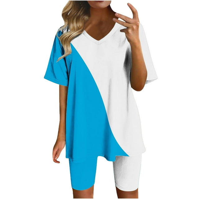 Birdeem Blouses pour Femmes Mode Imprimée Blouse Col en V Manches Courtes Hauts Shorts Ensemble Décontracté