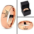 thumbnail image 4 of Tungsten Crown Royalty King Queen Diamond Circle Band Ring 7mm Men Women Comfort Fit 18k Rose Gold Dome Polished, 4 of 4