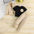 thumbnail image 2 of ZACPNCV Girl's 2 Piece Outfits Long Sleeve Tee Shirt and Jacket with Wide Leg Pants Khaki 3-4 Years, 2 of 8