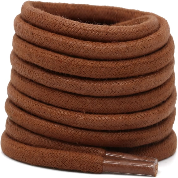 TUWAFE Round Cotton Waxed Shoelaces: 7/50 Inches Dress Shoe Laces for Boot 2 Pair