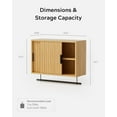 thumbnail image 3 of Fluted Bathroom Wall Cabinet Set of 2, Wooden Floating Medicine Storage Cabinet with Sliding Doors, Adjustable Shelf and Towels Bar for Bathroom Laundry Kitchen, Natural Oak, 3 of 15