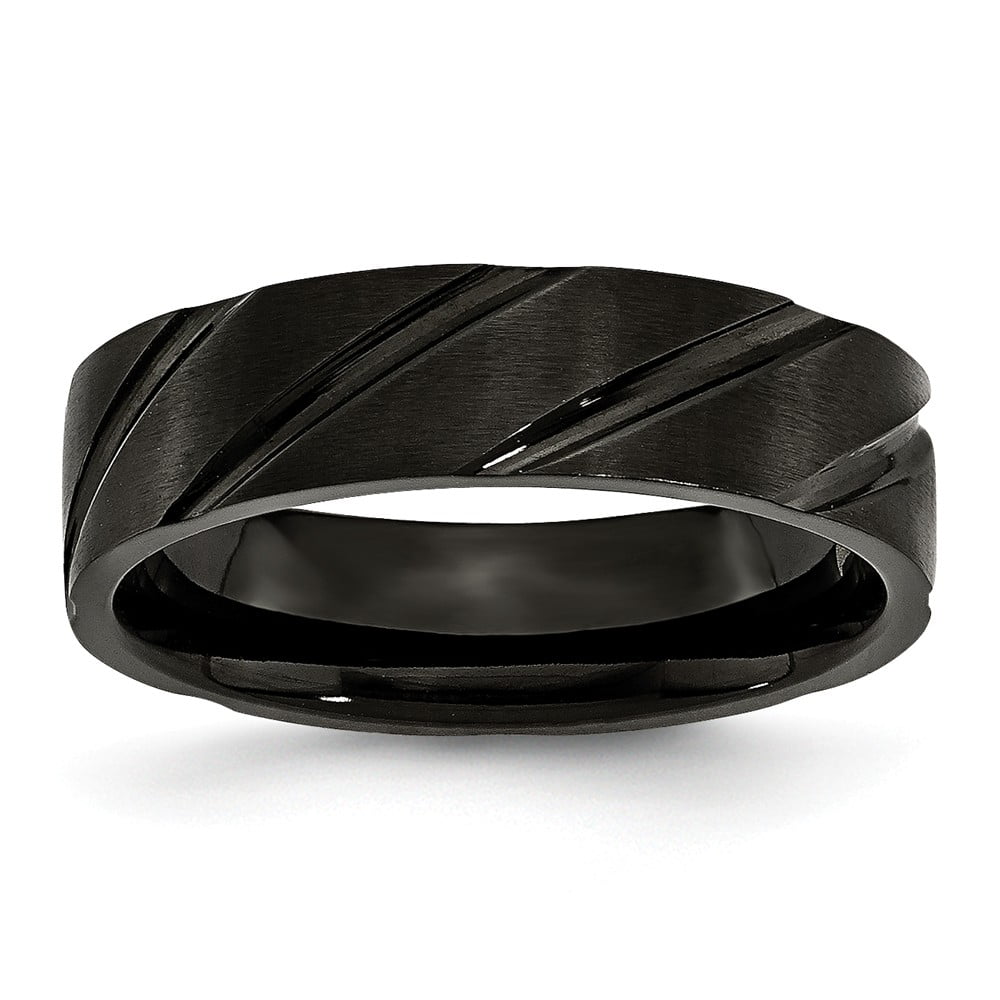 Titanium 6mm Black Ip-plated Swirl Brushed & Polished Band Best Quality Free Gift Box Titanium 6mm Black Ip-plated Swirl Brushed & Polished Band Best Quality Free Gift Box