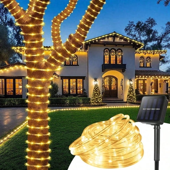 Solar rope light 39 feet IP65 waterproof outdoor LED copper fairy string light holiday party garden Christmas Halloween tree decoration light