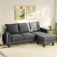 thumbnail image 3 of Furmax 70" Convertible Sectional Sofa Couch 3-Seat L-Shaped Small Sofa Couch with Reversible Chaise for Small Living Room, Apartment and Small Space, Linen Dark Gray, 3 of 9
