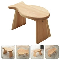 Niceauty Light Brown Wooden Fish Shaped Step Stool Footrest for Living Room and Desk Use