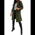 thumbnail image 2 of Abrigo de Guisante para Mujer, con Solapa y un Solo Botón, Cortavientos, Holgado, Informal, de Longitud Media, para Otoño e Invierno. Verde M, 2 of 7