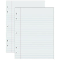 Pacon Composition Paper, White, 5-Hole Punched, Red Margin, 3/8" Ruled, 8" x 10-1/2", 500 Sheets Per Pack, 2 Packs