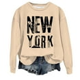 thumbnail image 1 of VBARHMQRT Rouge Sweatshirt Hoodie Décontracté à Col Rond pour Femmes, Imprimé Lettres Anglaises, 1 of 3