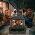 thumbnail image 3 of Large Outdoor Wood Burning Fireplace, house shape Outdoor Log Burner Fire Pit with Log Grate and Poker, 37" x 32" x 18" Large Metal Firepit for Patio Garden Backyard, Black, 3 of 7