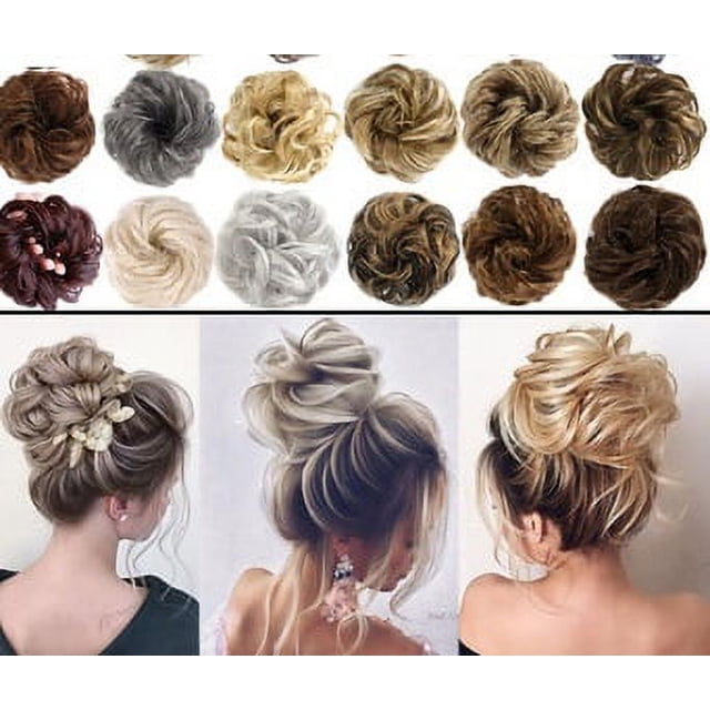 Janrevotw Chignon Désordonné Pièce de Cheveux Ondulés Bouclés Extensions de Cheveux Synthétiques Chignon Désordonné Pièce de Cheveux pour Femmes Filles