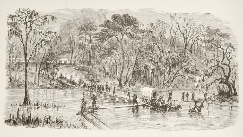 General Shermans Troops Crossing The Edisto River During The March To The Sea November To December 1864 During The American Civil War From A 19Th Century Illustration Canvas Art - Ken Welsh Design Pi