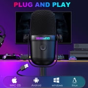 ONIKUMA USB Gaming Microphone for PC/PS5, Condenser Streaming Mic with Noise Cancellation, Mute Button & RGB Light for Podcast, Twitch, Discord & YouTube