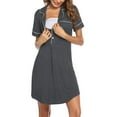 thumbnail image 5 of Ekouaer Women's Nightgown Button Down Nightshirt V Neck Sleepshirt Short Sleeve Sleepwear, 5 of 6