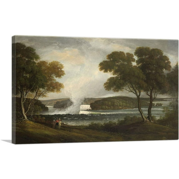ARTCANVAS Niagara Falls from an Upper Bank on British Side 1807 Canvas Art Print by John Trumbull - Size: 18" x 12" (0.75" Deep)