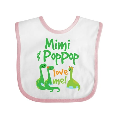 

Inktastic Mimi and PopPop Love Me Grandson Dinosaur Gift Baby Boy Bib