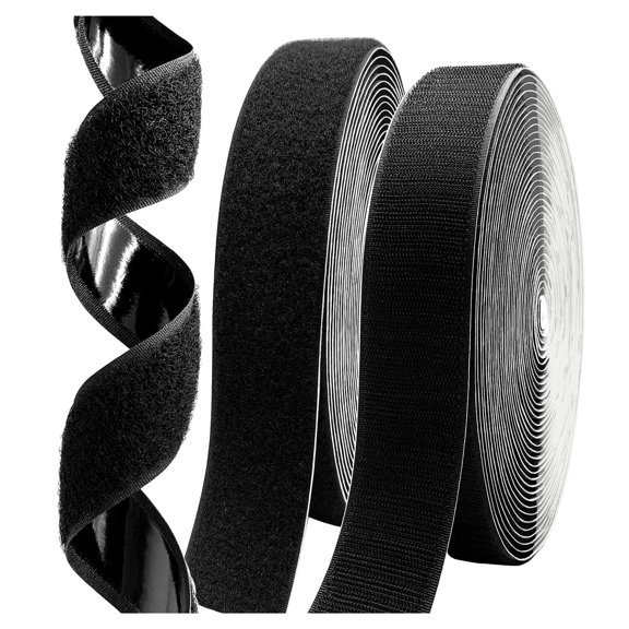 MAE 2 Inch x30 Feet Adhesive Hook and Loop Tape,Nylon Heavy Duty Tape Fasteners,Black Double Sided Self Adhesive Interlocking Tape Can Be Used to Fix Screen Window Sofa Cushions Carpet Wall Hanging