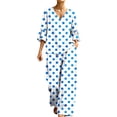 thumbnail image 2 of Karymi Two Piece Sets for Women Polka Dot 2 Piece Set, V Neck Three Quarter Sleeve Loose Top & Wide Leg Long Pants with Side Pocket, Casual Matching Co-ord Womens Tops, 2 of 7