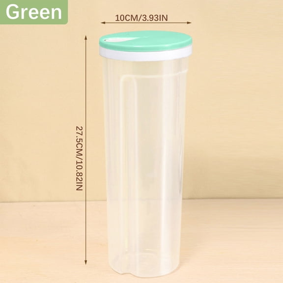 CuiLiyq Tall Clear Spaghetti Pasta Container Storage With Lid, Multi Purpose Kitchen Pantry Organization and Food Storage for Noodles Beans Straws, Airtight Leakproof Spaghetti Keeper (Green)