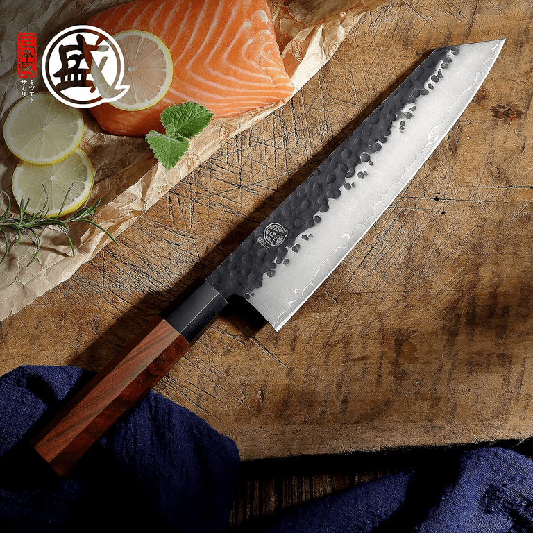 MITSUMOTO SAKARI 9 inch Japanese Kiritsuke Chef Knife, High Carbon  Stainless Steel Kitchen Knife 