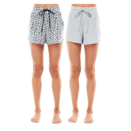 Roudelain 2-Pack Yummy Super Soft Slant-Pocket Sleep Shorts, High Rise/Blue , XL