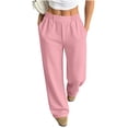 thumbnail image 2 of CaComMARK PI Women's High Elastic Waist Sweatpants Elastic Waist Straight Leg Comfy Workout Casual Sweat Pants with Pockets Pink, 2 of 6