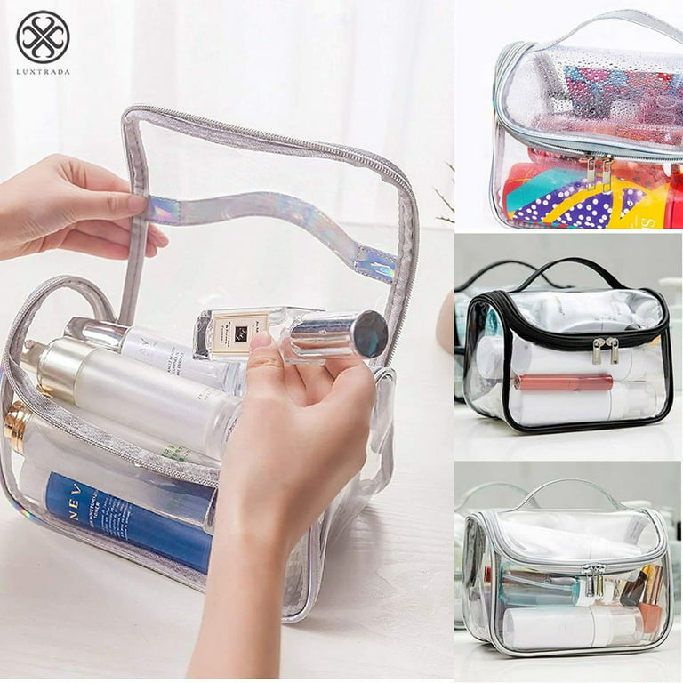 Luxtrada Clear Cosmetic Makeup Zipper Bag PVC Vinyl Plastic Toiletry for Travel Accessories Organizer, 3 Piece Set, Size: Small;Medium;Large