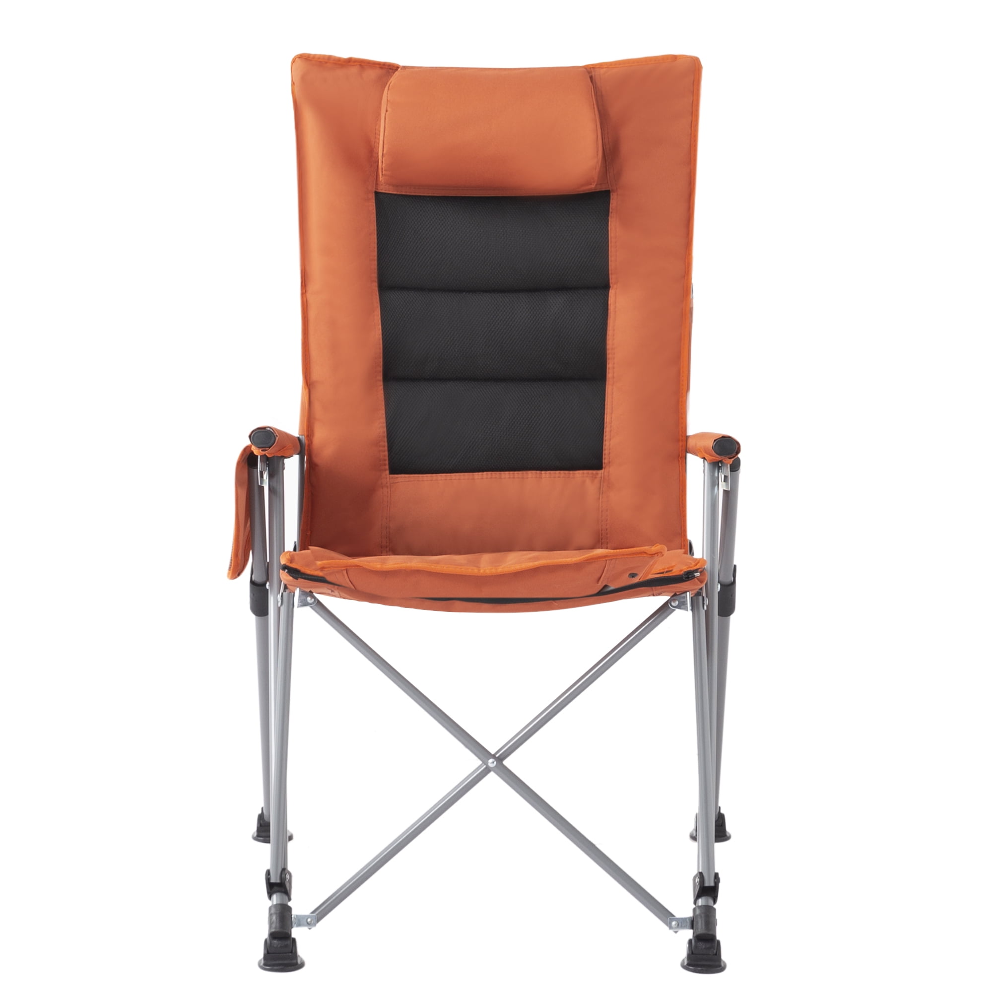 5-Position Reclining Folding Camping Chair with Foldable Footrest, Heavy-Duty Steel Frame Portable Lounge Chair with Side Pocket for Camping Garden Office Nap