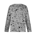 thumbnail image 4 of QLEICOM Women's Graffiti Print Crewneck Long Sleeve Casual Loose Pullover Sweatshirt Tops Women Oversized Cute Blouses Tops Gray L, US Size:8, 4 of 7