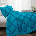 thumbnail image 2 of SGI Bedding 3 Piece Cotton Diamond Ruffle Duvet Cover Turquoise Blue Solid 600TC Calking, 2 of 8