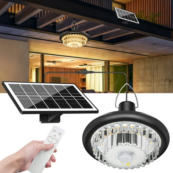 Solar Shed Light, Solar Pendant Light Indoor Outdoor, Solar Indoor Lights with Remote Control for Shed Barn Gazebo Garage Home