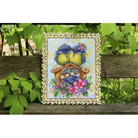 UPC: 4627128735179 | Counted Cross-Stitch Kit Happy Family SM-397 Needlework Birds By MP Studia Yellow