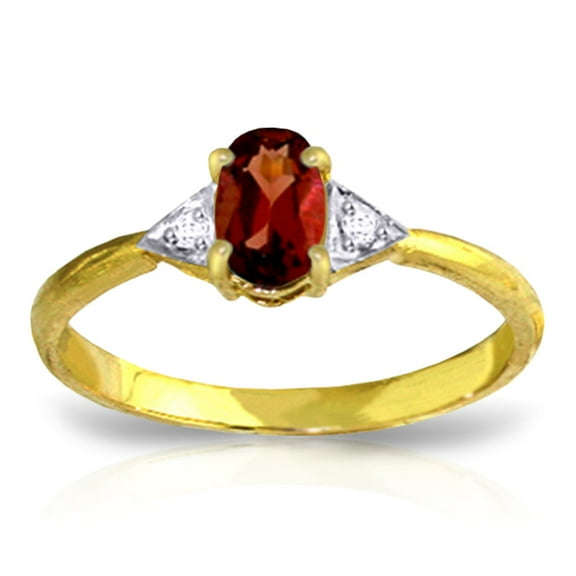 Galaxy Gold GG 14K Yellow Gold 0.46 Carat Genuine Diamonds and Natural Oval-Shaped Garnet Ring - January Birthstone - Energy & Devotion - Sizes 5.5 to 11 - Fine Jewelry for Women