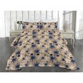 thumbnail image 2 of Ambesonne Floral Design Quilted Coverlet 2 Pcs, Bohemian Autumn Bloom, Twin Size, Dark Ceil Blue Eggshell, 2 of 4