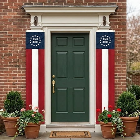 250 Anniversary Door Banners, 1776-2026, 2 Pcs, 250th Anniversary American Flag Door Banners, 2-Pack 20x96 Inch Embroidered Pulldown with 13 Stars for Memorial Day & 4th of July Patriotic Décor
